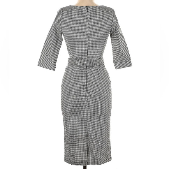COLLECTIF London 50s Katya Houndstooth Pencil Dress, Black/White, Size 10, NWOT - Picture 4 of 8